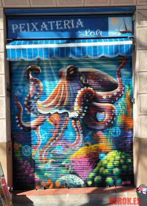 Graffiti Peixateria Loli Pescaderia Pulpo Camp De Arpa 300x100000